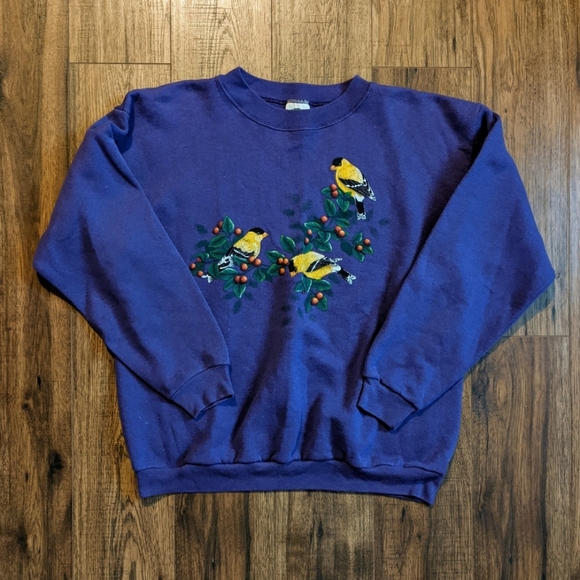 Cotton Grov Tops - Vintage 90s Bird Crewneck Sweatshirt Purple